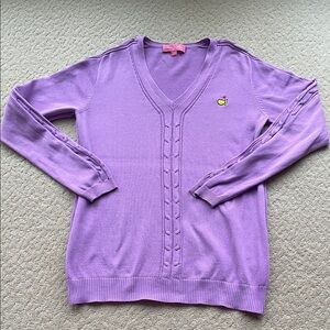 Magnolia Lane The Masters Lavender V-Neck Sweater Women’s Medium 100% cotton